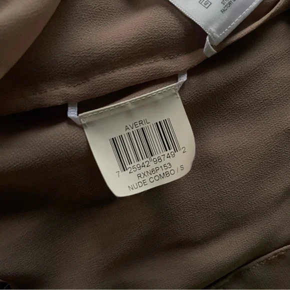 BCBGMAXAZRIA Averil Pleated Nude & Black Mesh Sequin Dress | NWT | Size S Y2K - Picture 8 of 10